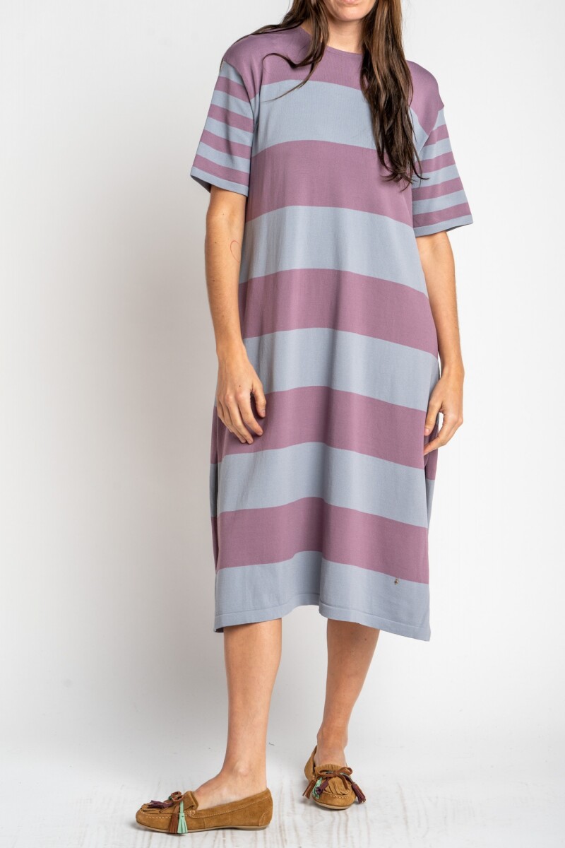 Vestido Tejido A Rayas Lavanda