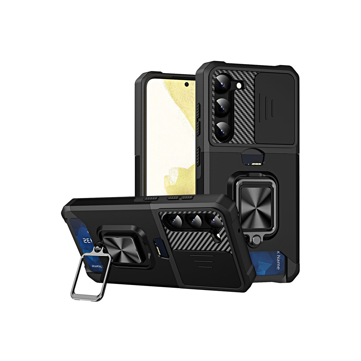 Protector Samsung Galaxy S23 con anillo color negro 