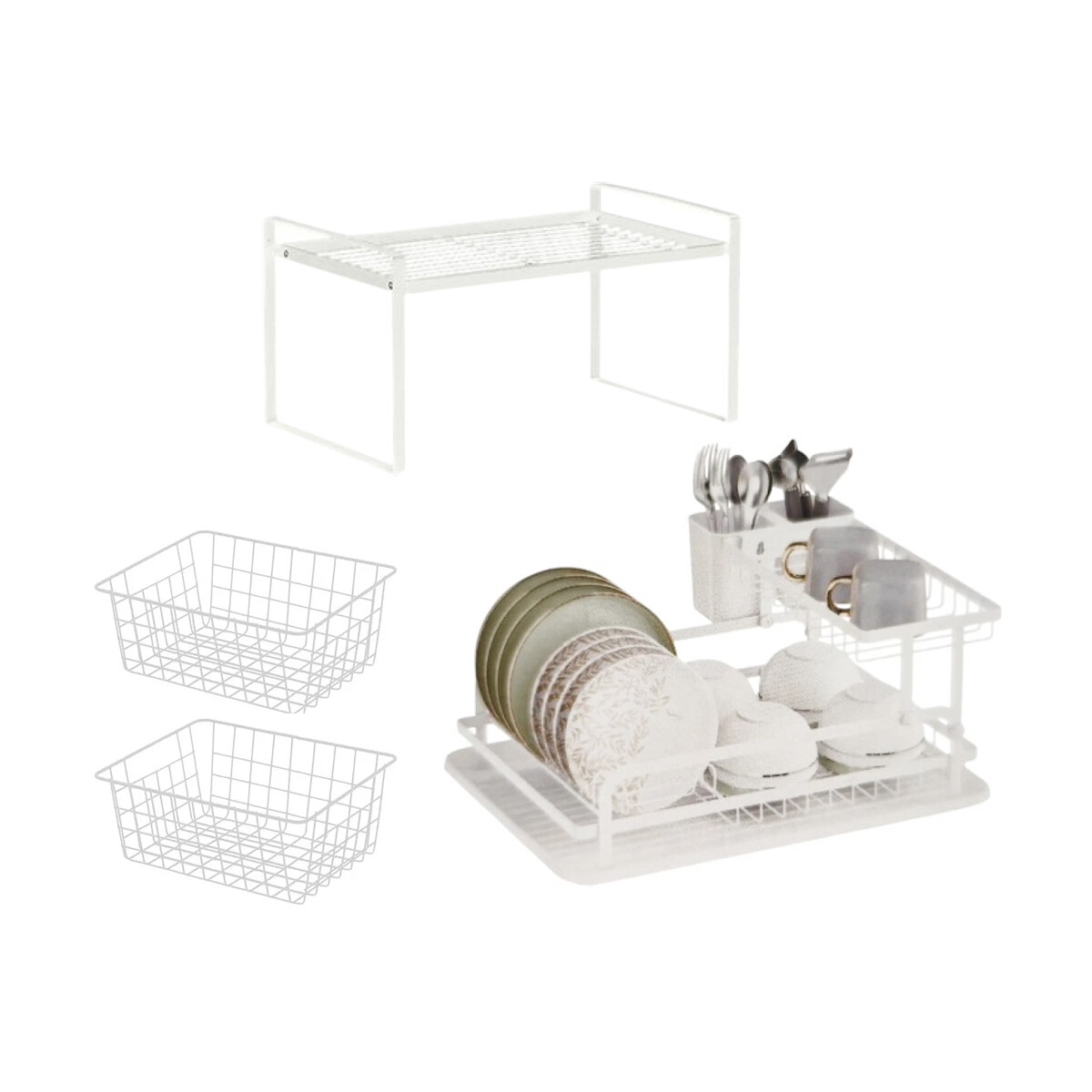 Kit Organizadores Cocina Blancos x4 