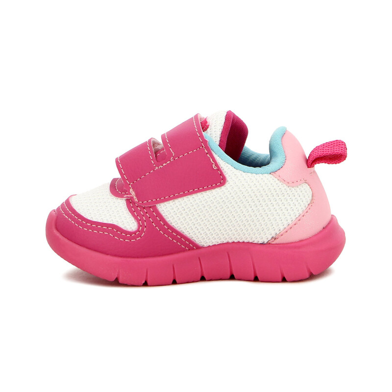 Pe Com Pe Zapato C/dos Velcros Blanco-fucsia