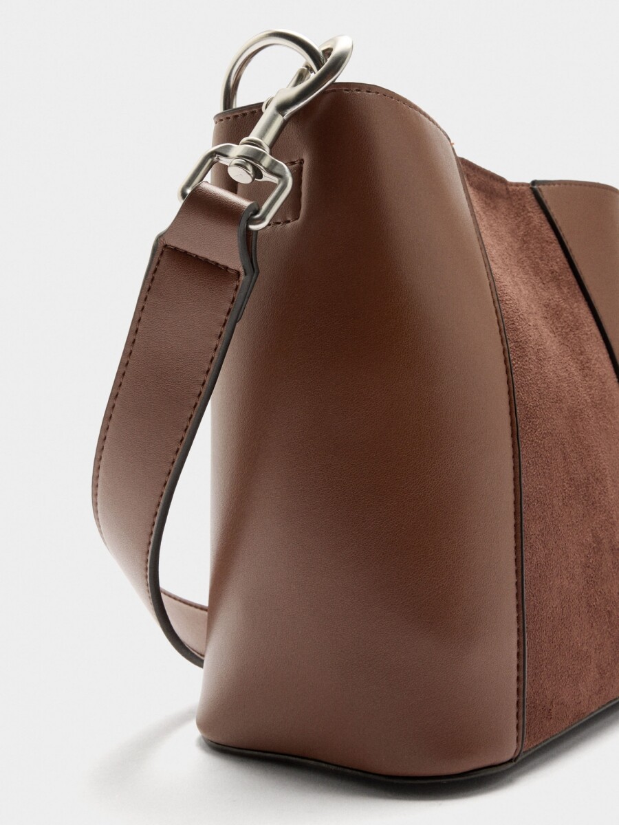 Bolso Bombonera Contraste De Texturas camel