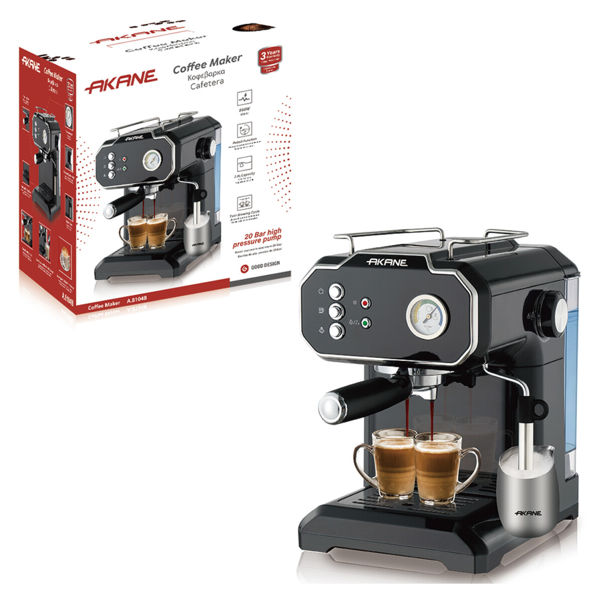 Cafetera Semiautomática Akane 20 Bar A.81252 - CAFETERA AKANE SEMIAUTOMATICA 81252 