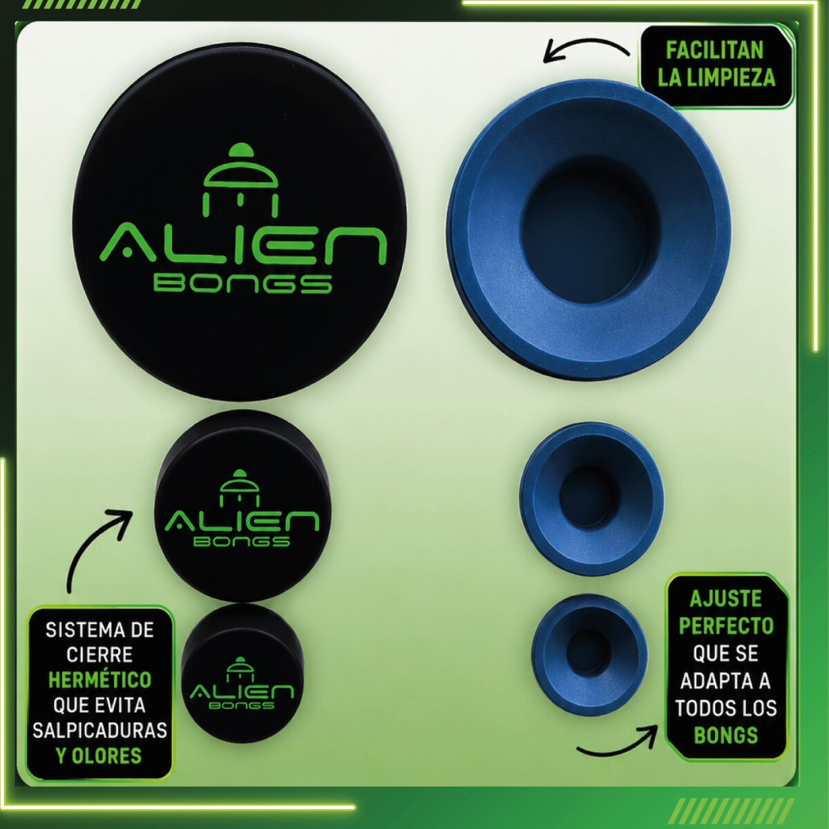 ALIEN CAPS SET 3 TAPAS DE SILICONA PARA LIMPIEZA 