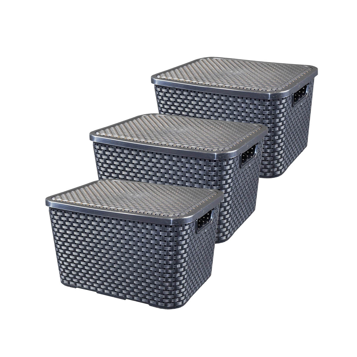 Set x3 Caja ratan 15 lts - NEGRO 