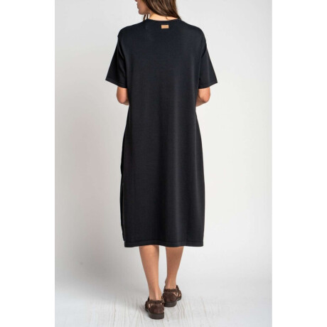 Vestido Tejido Con Bordado Negro
