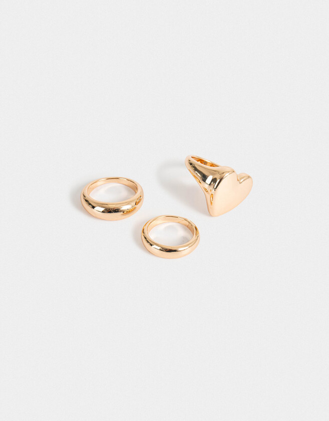 Sets Anillos Con corazón Set De Anillos Con Corazón - Dorado
