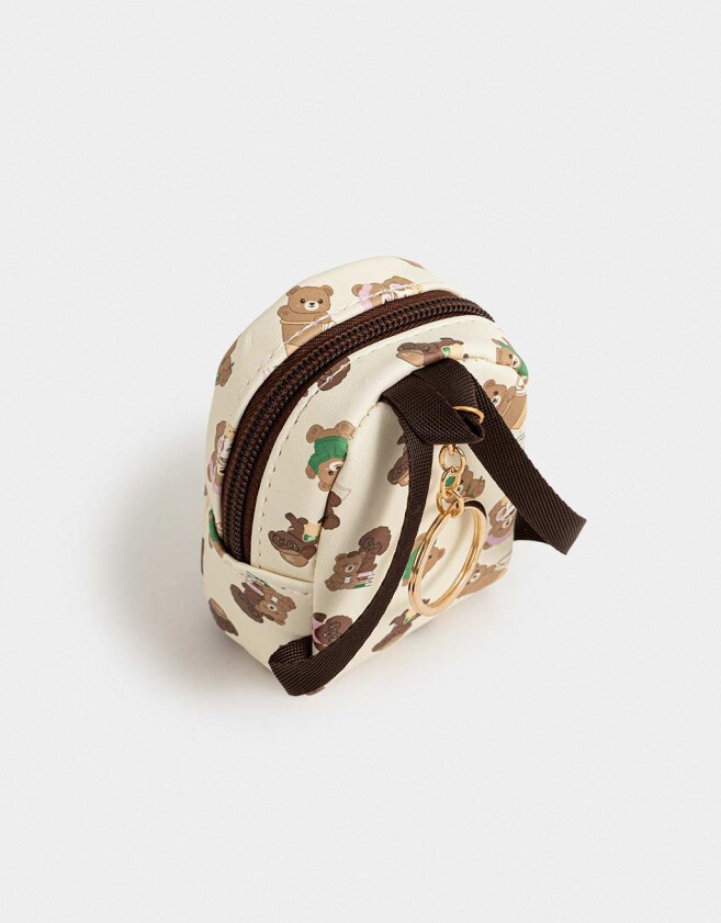 Llavero PU Llavero De Mochila De Pu Estampada Con Tiracierre - Blanco Crema