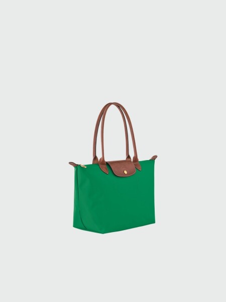 Longchamp -Cartera Longchamp plegable de nylon con cierre y asa larga, Le pliage M Verde