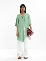Vestido Camisero Con Bolsillo verde