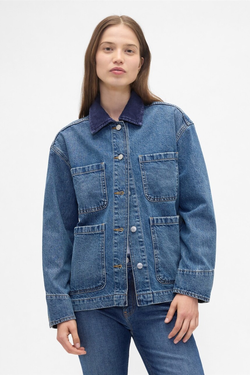 Campera De Jean Mujer Medium Wash