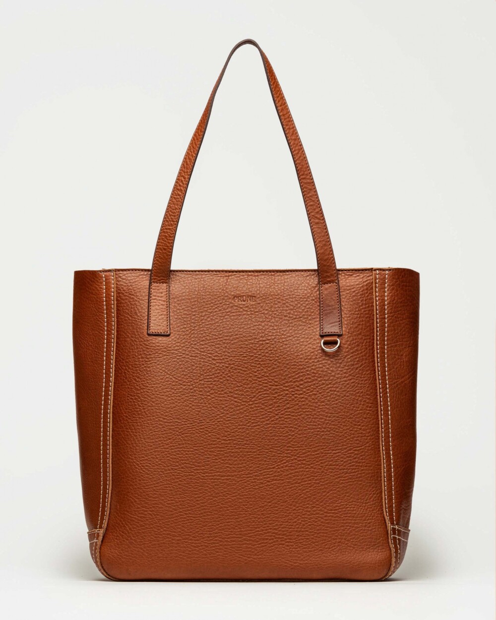 Shopper Vera en cuero vegetal liso Tabaco Niquel