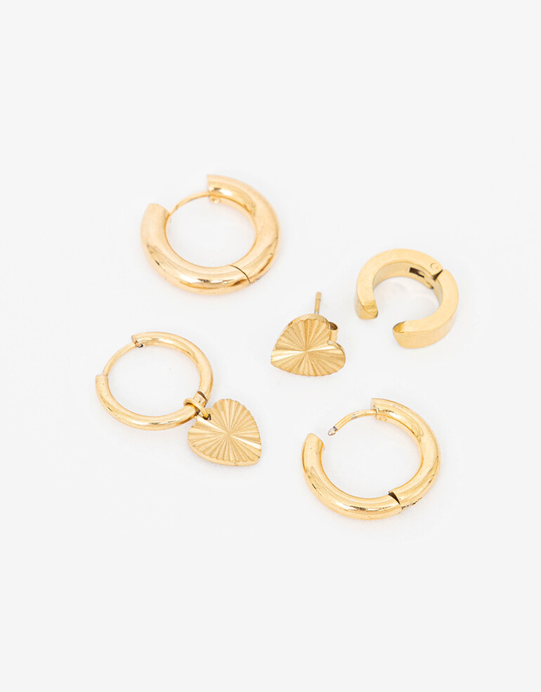 Aros Sets Strass Set De Aros Acero - Dorado
