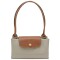 Longchamp -Cartera Longchamp plegable de nylon con cierre y asa larga, Le pliage M Gris