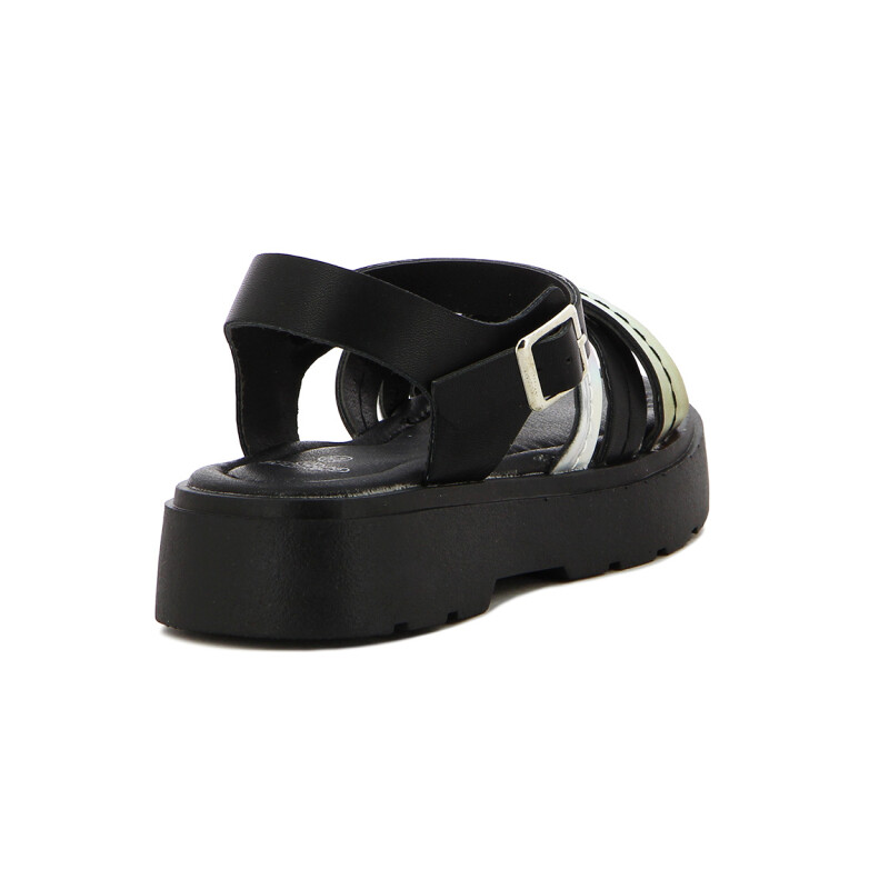 Sandalias Niñas Angus Tira Cruzada Y Hebilla Negro