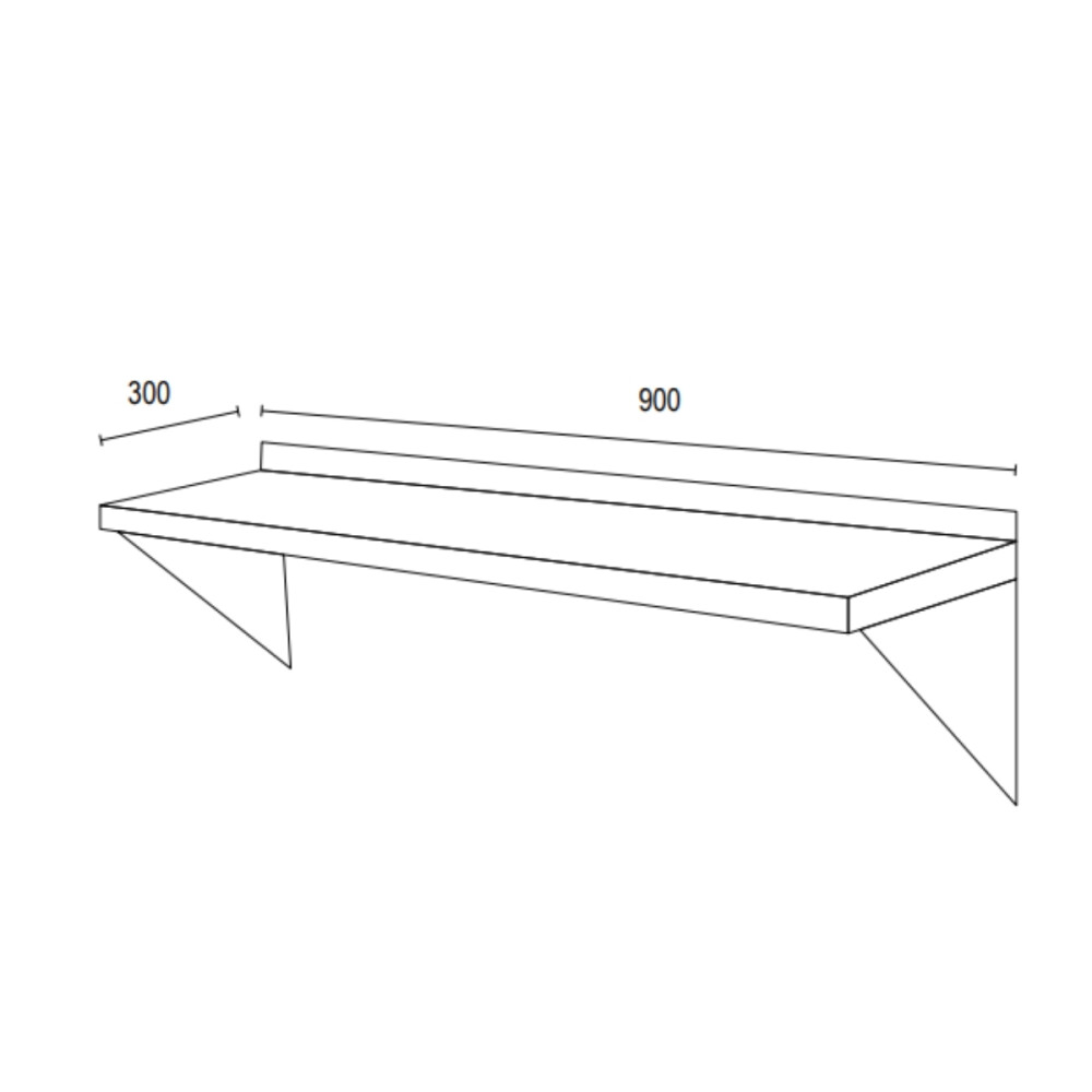 Estante Mural de Acero Inoxidable 90 cm Estante Mural de Acero Inoxidable 90 cm