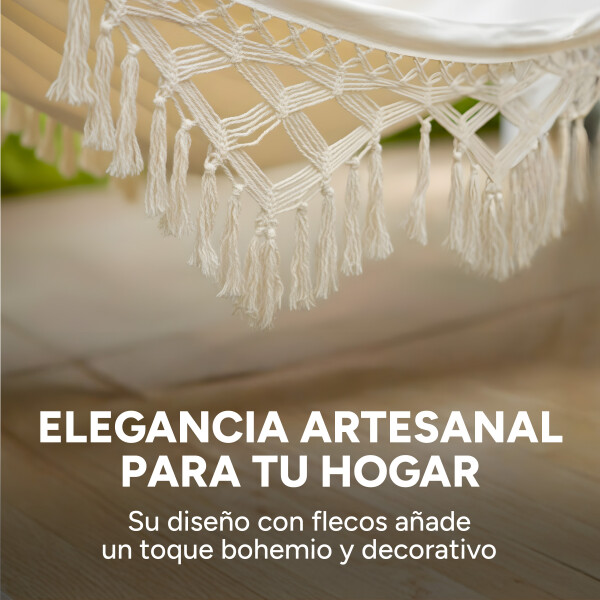 Hamaca Paraguaya Silla Colgante Reforzada Jardín Bolso + Acc Variante Color Blanco
