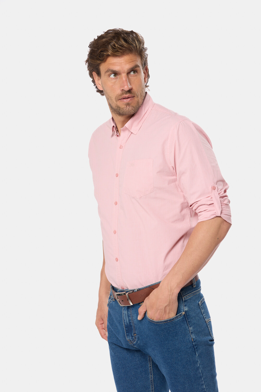 CAMISA CUADROS DE ALGODÓN Rosa