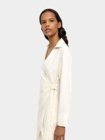 Vestido Con Cruce De Lino crudo