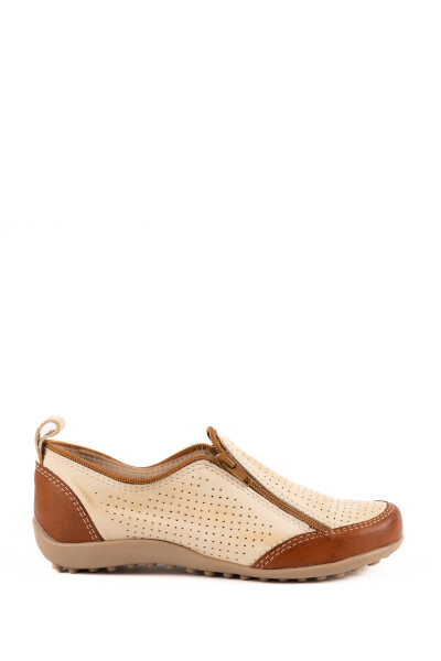Zapato zipper calado Natural combinado