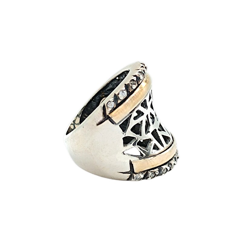 Anillo Calado-Plata y Oro-Piedra Zirconia-AN5602 conpiedra
