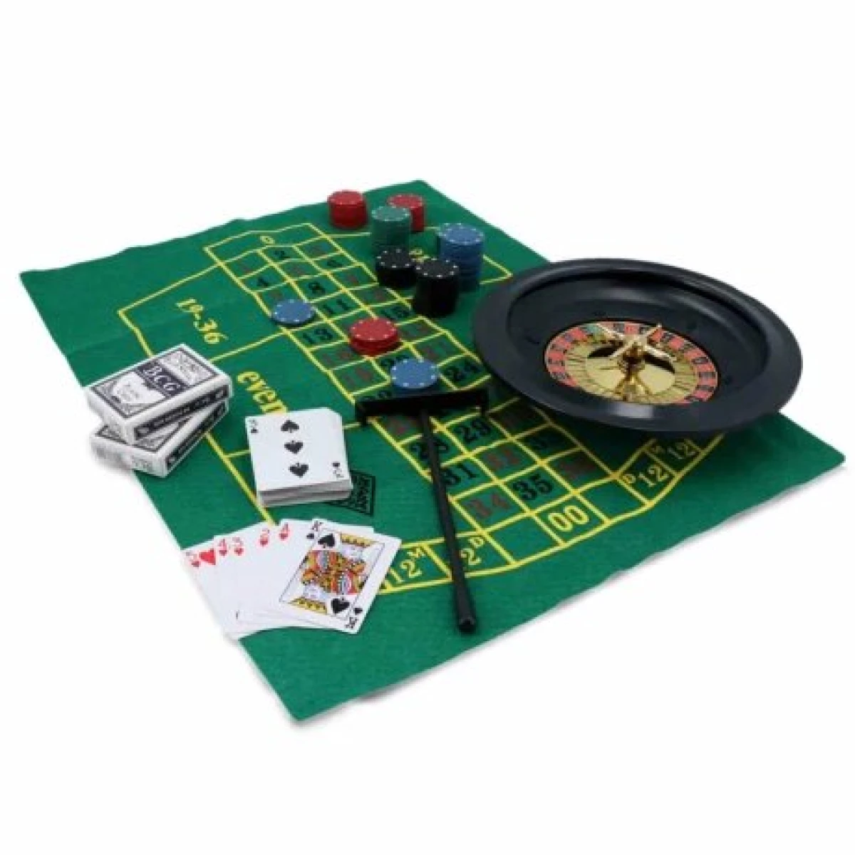 Juego de Mesa Ruleta de Casino con 100 Fichas y Cartas 