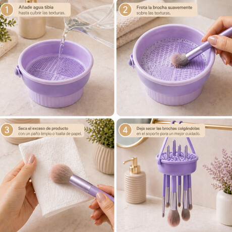 Organizador y Limpiador de Brochas Violeta