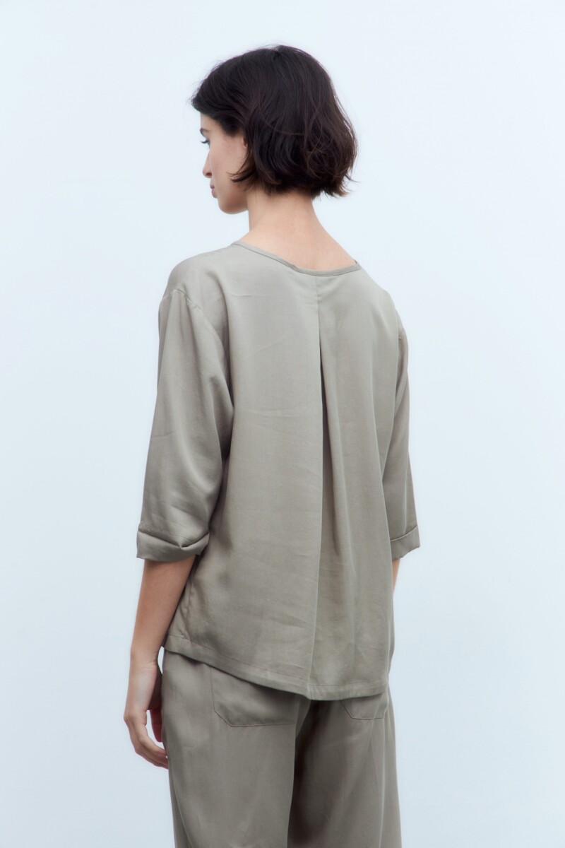 Blusa de lyocell verde oliva