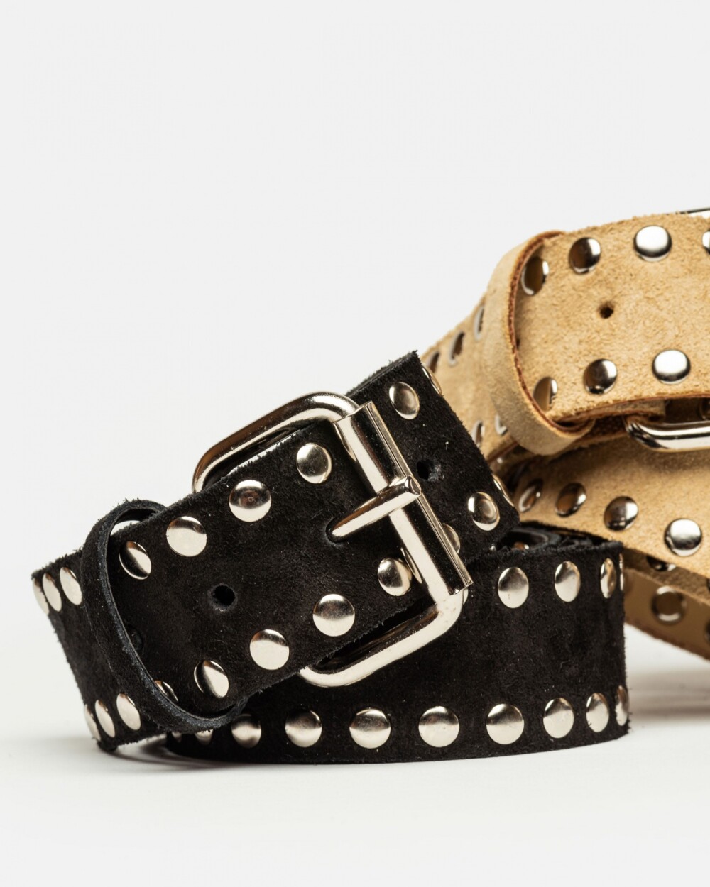 Cinturón Luna en cuero charol arrugado Negro