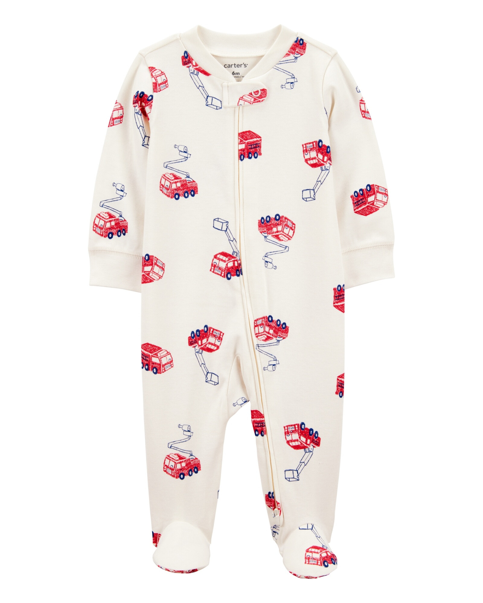 Pijama una pieza de algodón, con pie, diseño bomberos Pijama una pieza de algodón, con pie, diseño bomberos