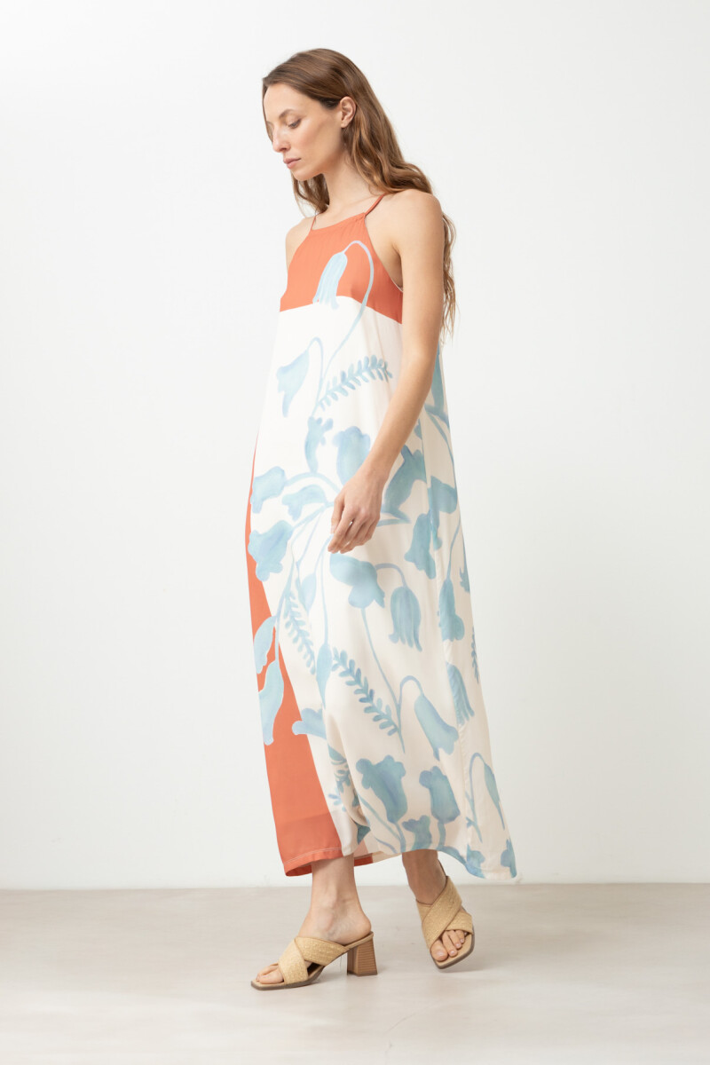 Vestido estampa jacaranda durazno