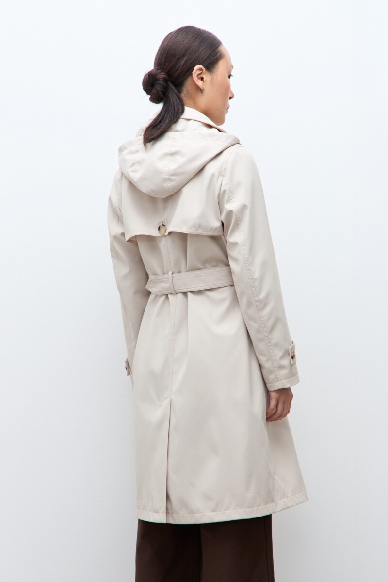 Trench impermeable capucha desmontable beige