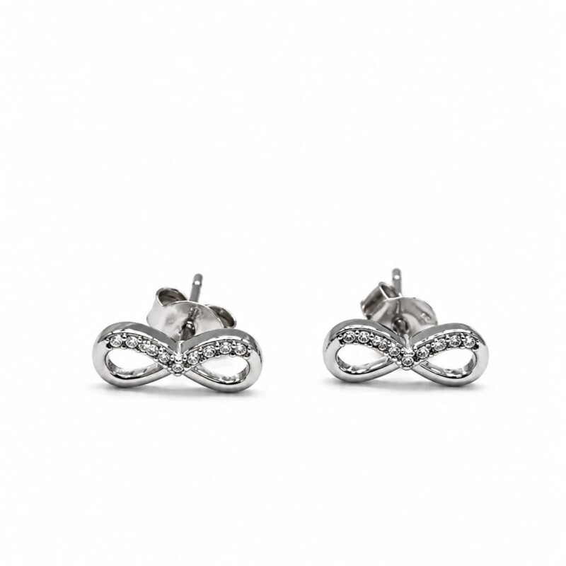 Caravanas infinito con Zirconias en plata Caravanas infinito con Zirconias en plata