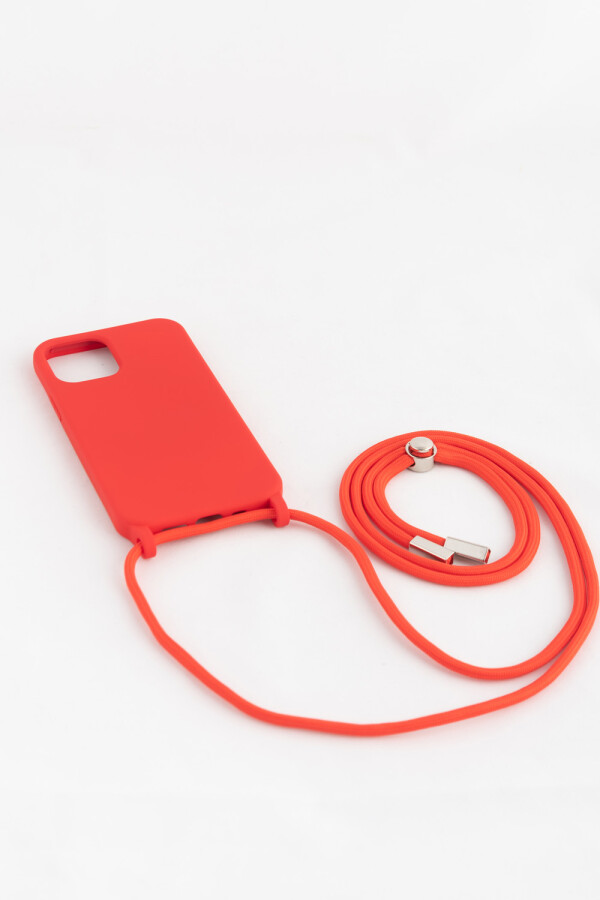Case Iphone 12 con correa estampado Rojo