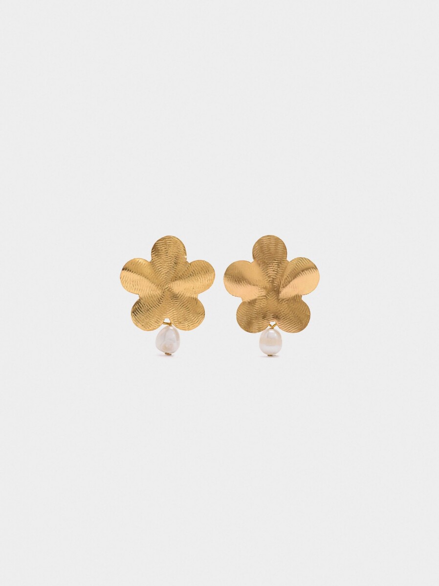 Pendientes De Flor Con Perlas - dorado 