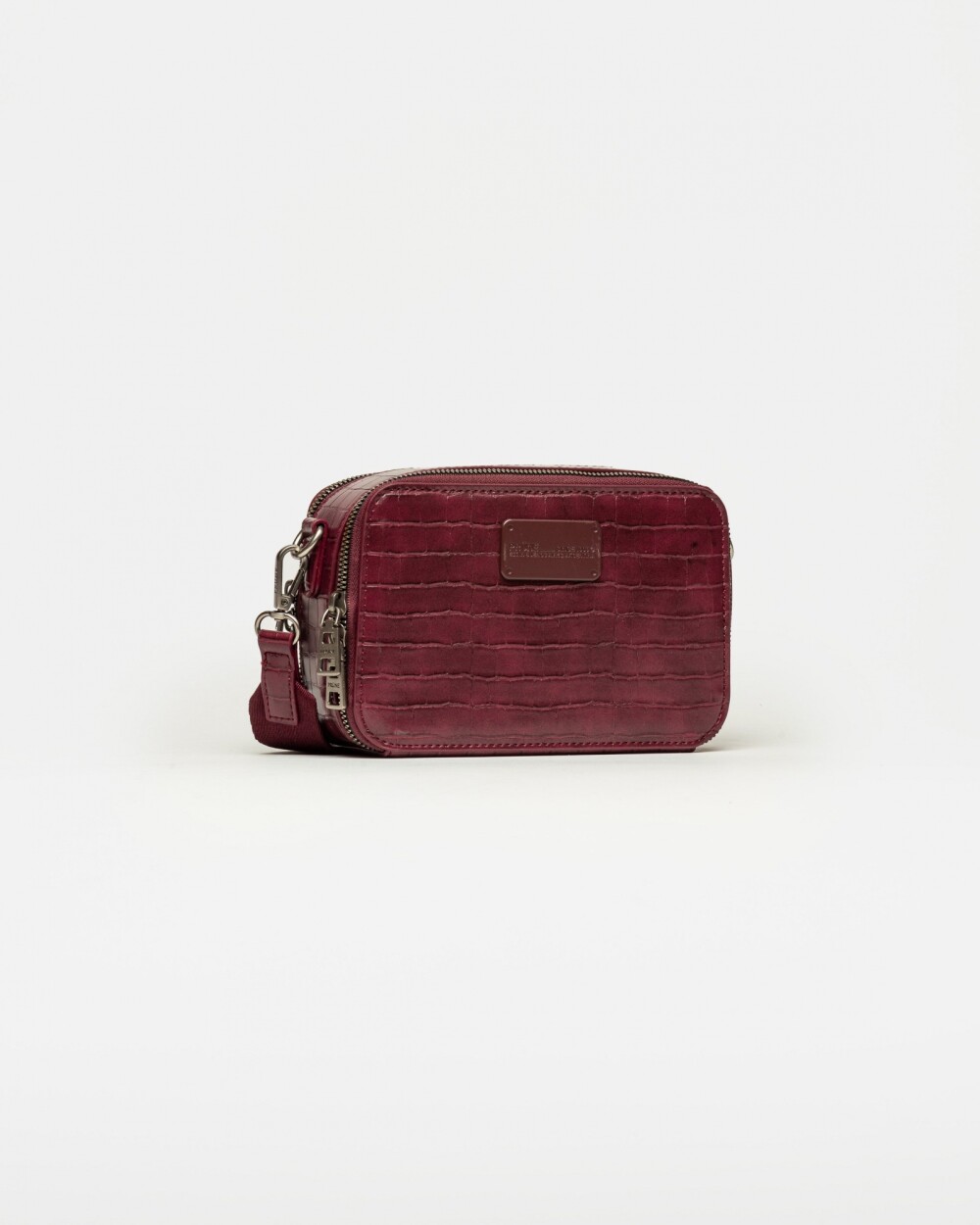 Bandolera New Penny en efecto cuero croco Bordeaux