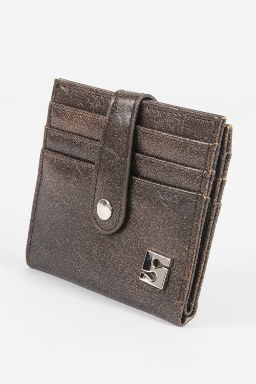 Tarjetero flap shinny marrón