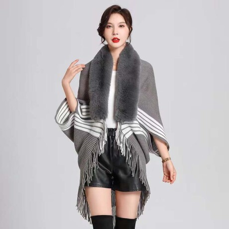 Capa estampada con piel Color Gris