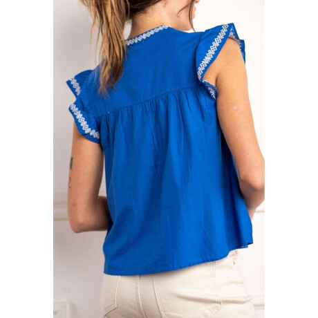 Blusa Bordado Azul Francia