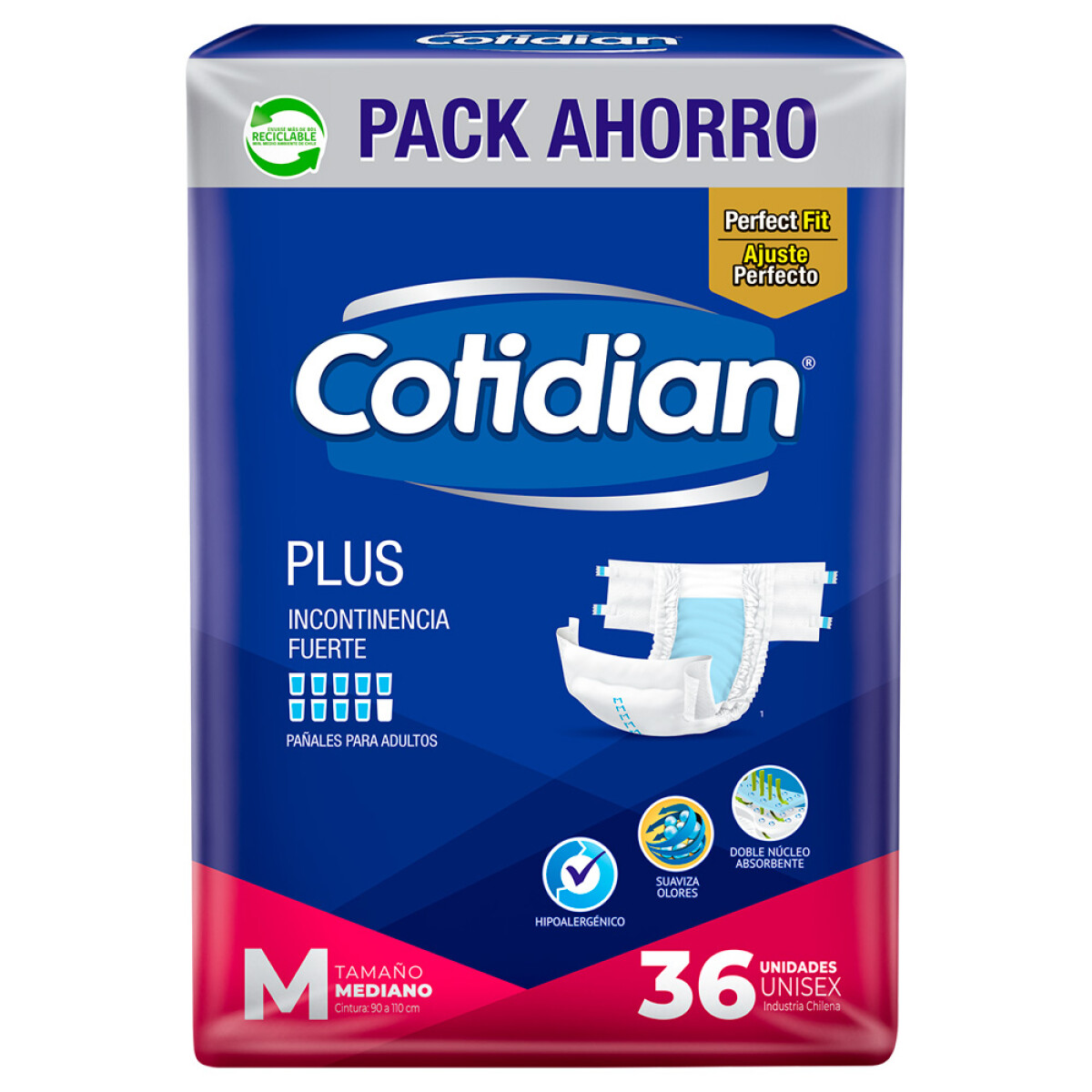 Pañales Cotidian Plus Talle M 36 Uds. 