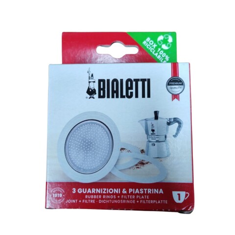 Set Filtro y 3 Juntas Cafetera Italiana Original Bialetti 1 Tazas Set Filtro y 3 Juntas Cafetera Italiana Original Bialetti 1 Tazas