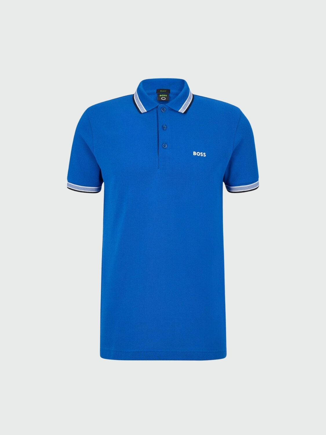 HUGO BOSS Polo de Algodón Piqué con Logo Contrastante Azul