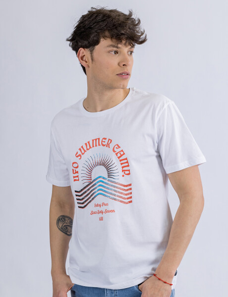 Camiseta en algodón estampada UFO Summer Camp blanca 2XL
