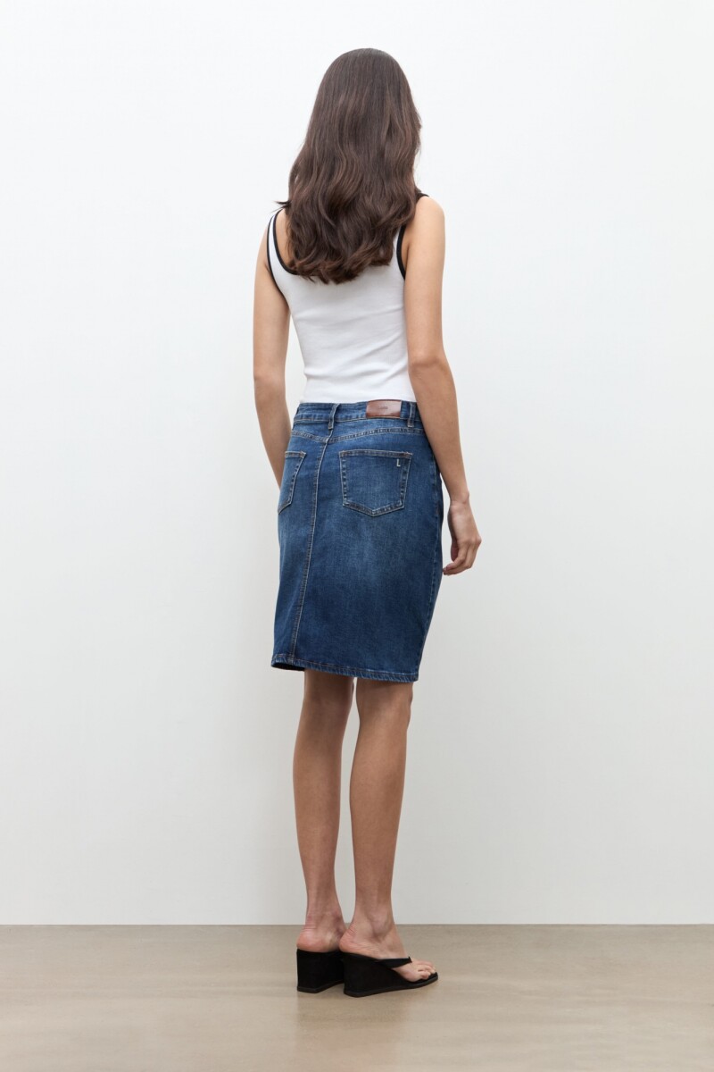 Falda midi de jean jean medio