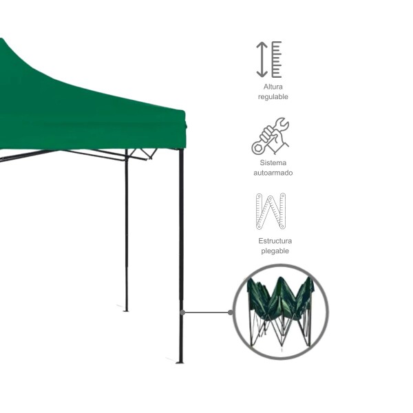 Gazebo Plegable 3x3 Para Playa o Jardín Autoarmable Color Verde Gazebo Plegable 3x3 Para Playa o Jardín Autoarmable Color Verde