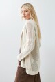 Ruana con flecos beige claro