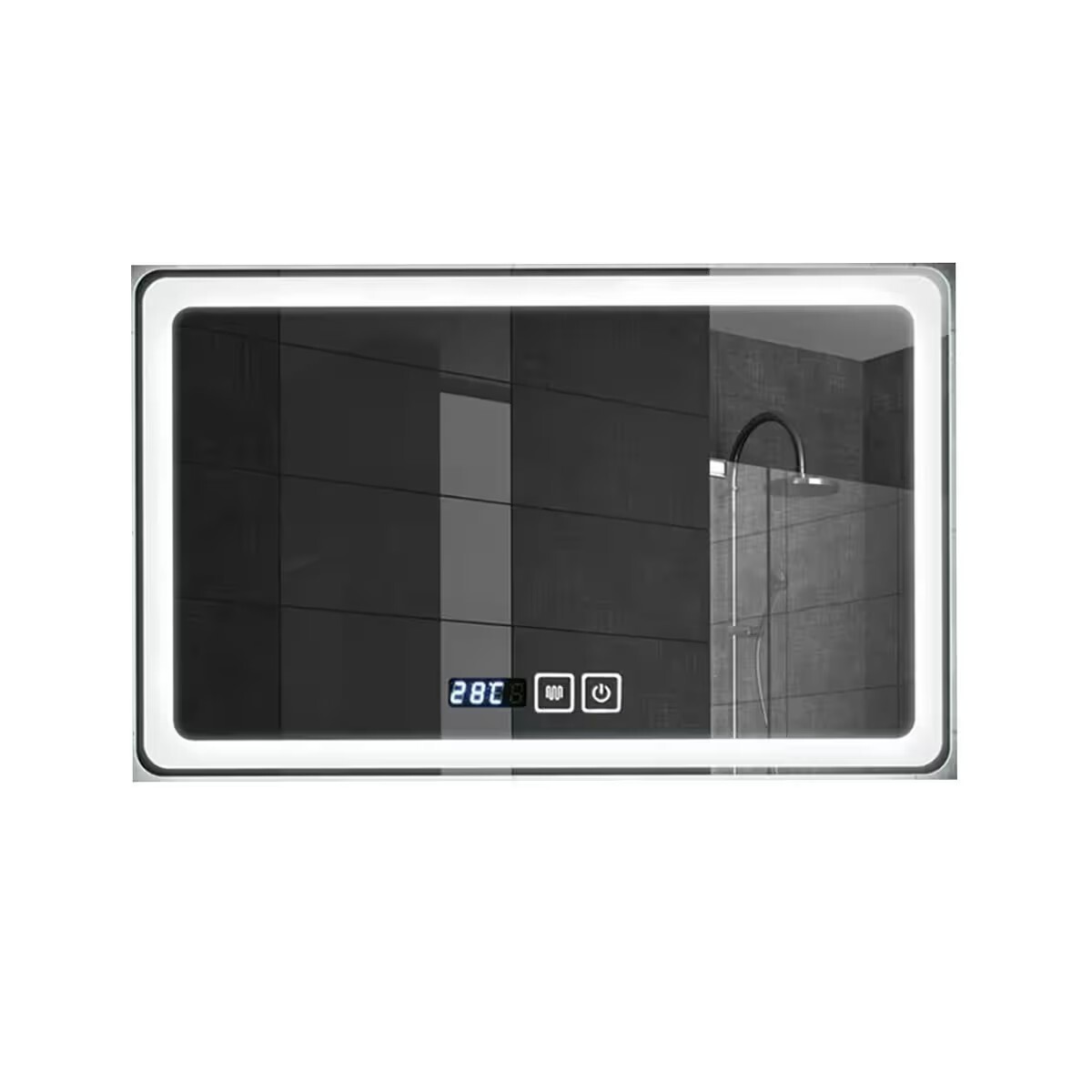 Espejo Led Rectangular 80x60 Cm 2 Botones Y Display 