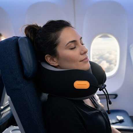 Almohada de viaje con memoria y ajustable Negro