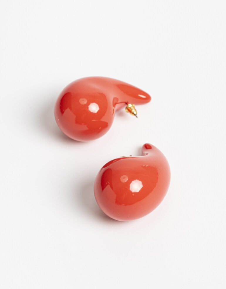 Aros Colgantes Cortos Color Aros Colgantes Gota Chunky - Rojo Cereza