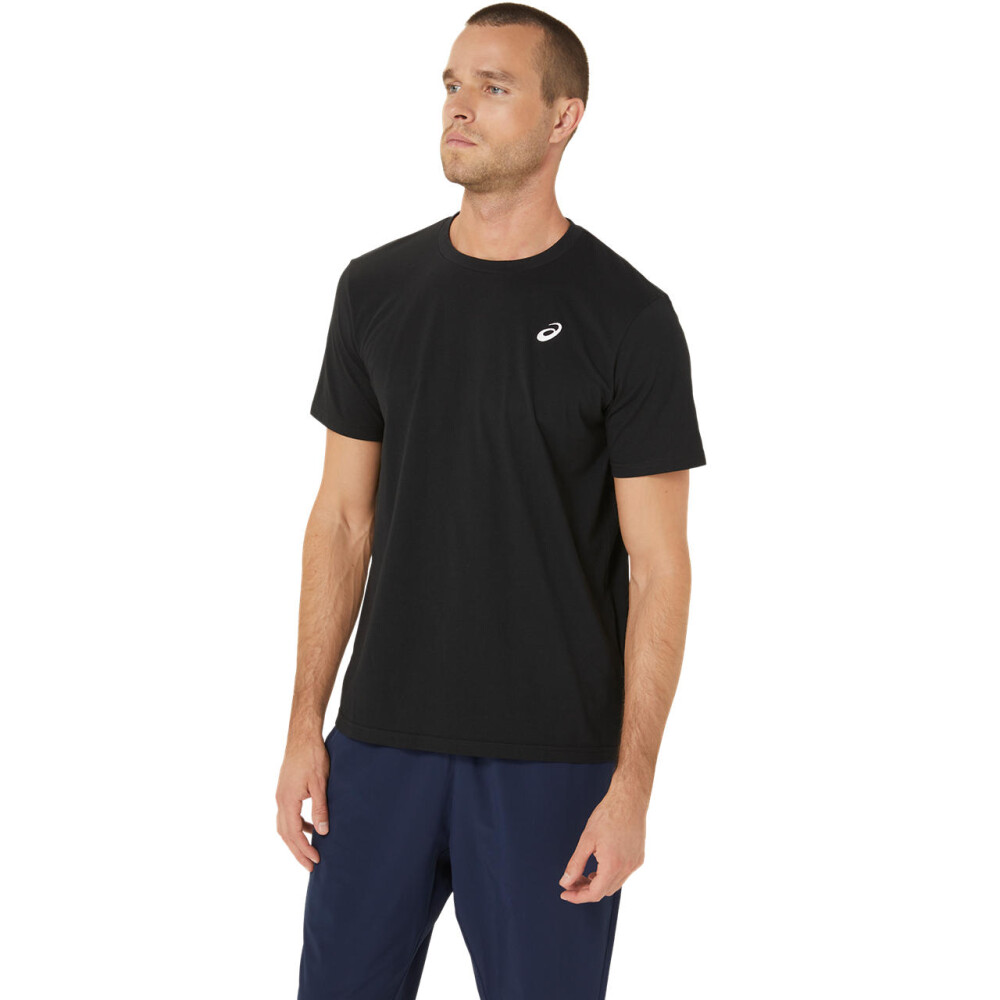 Polo Training Asics Spiral Embroidery Tee Hombre Performance Black