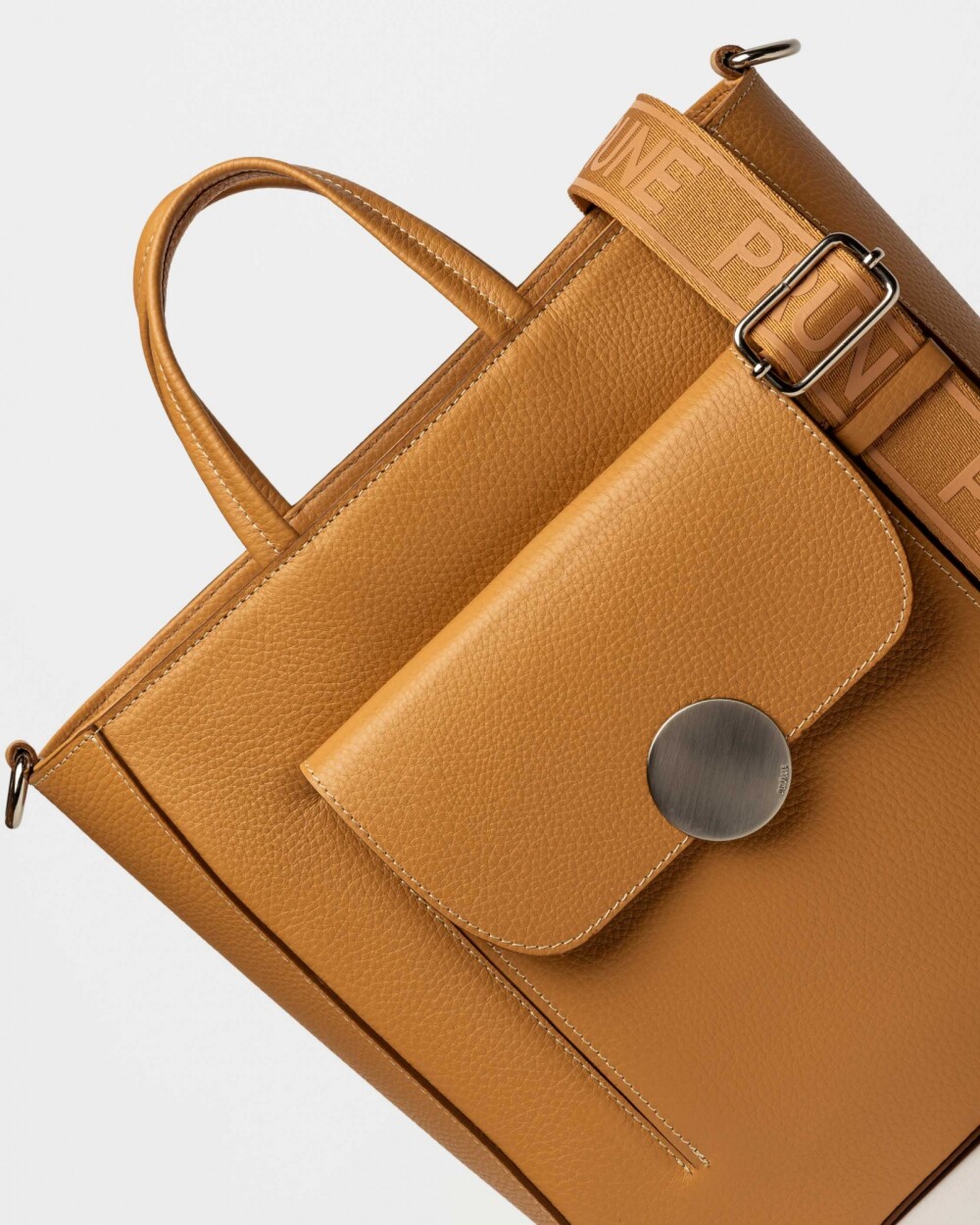 Shopper The Circle en cuero graneado Cuoio